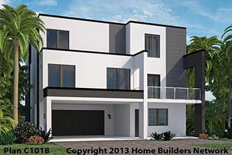 Modern Contemporary flat roof new construction house plans.